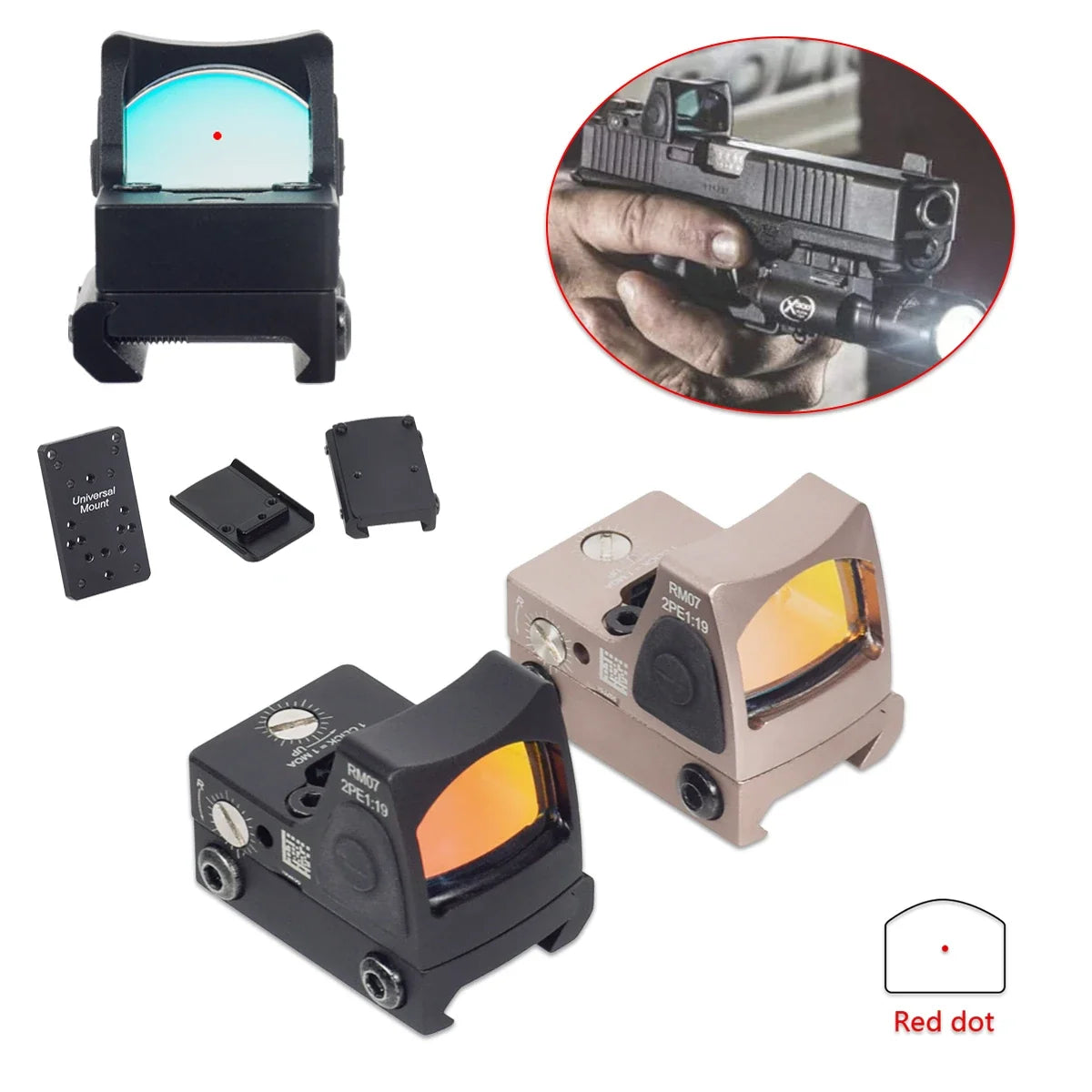 LAMBUL VISM PRO Flip-Up Red Dot Sight, 20 mm Rail and GLK Mount Options