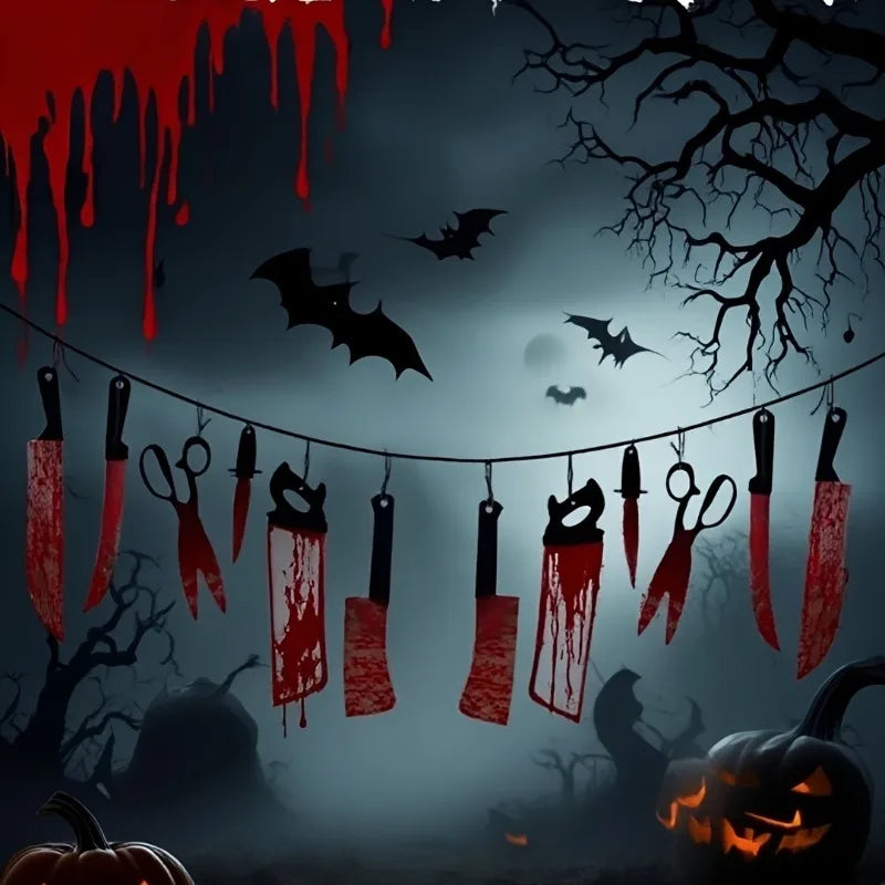 Bloody Halloween Banner - Scarlet Polyester Haunted-House Decor
