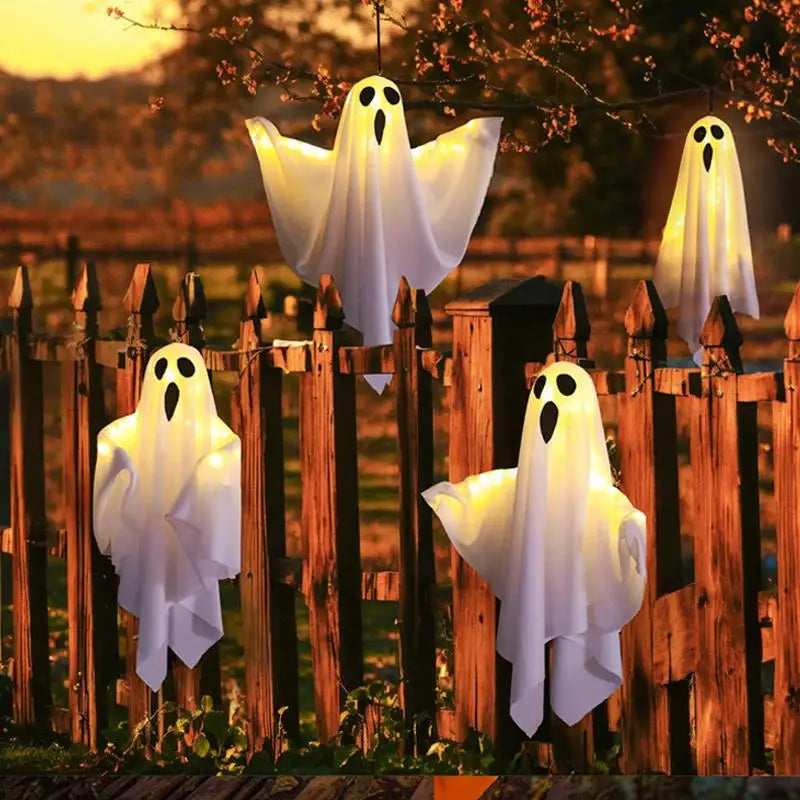 LED Glow Ghost Pendant, 50 x 40cm, White or Orange