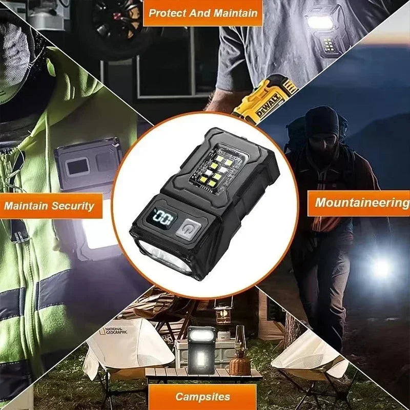 2/1Pcs Portable Flashlight Super Bright MINI USB Rechargeable LED Tail MagnetTorch with COB Emergency Light for Camping Hiking