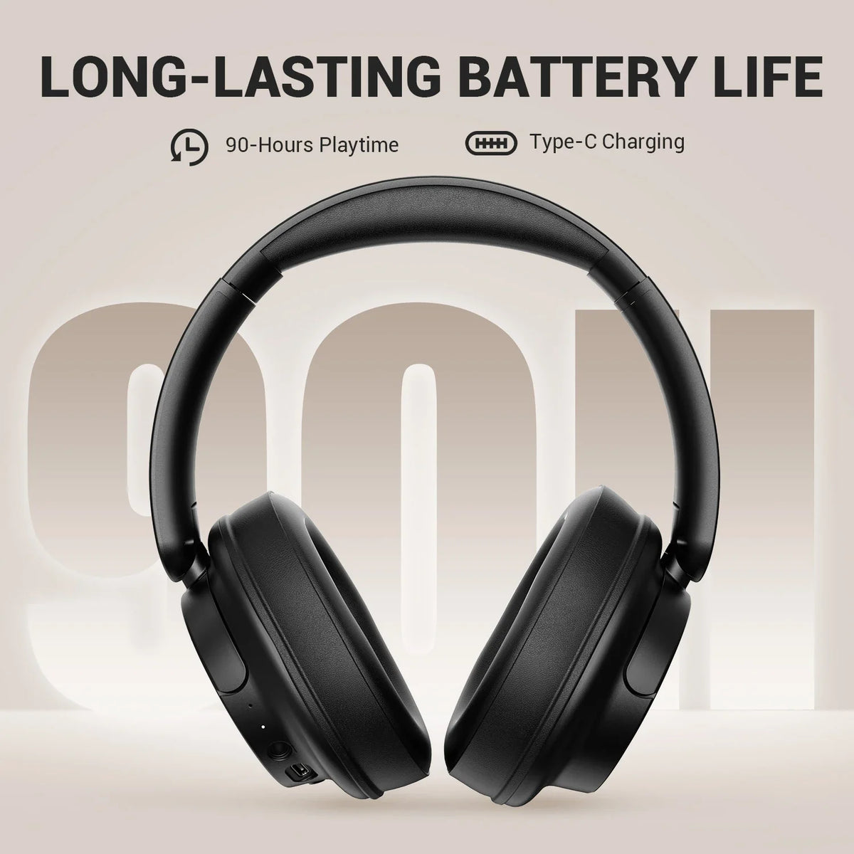 Bluetooth 5.3 Wireless Headphones 90H Playtime 40mm Drivers Over Ear Headset 3.5mm Wired Stereo Bass Pop Sound Modes Multipoint App Control Built In Mic Foldable 197g Deep Bass for iPhone Android PC Mac Music