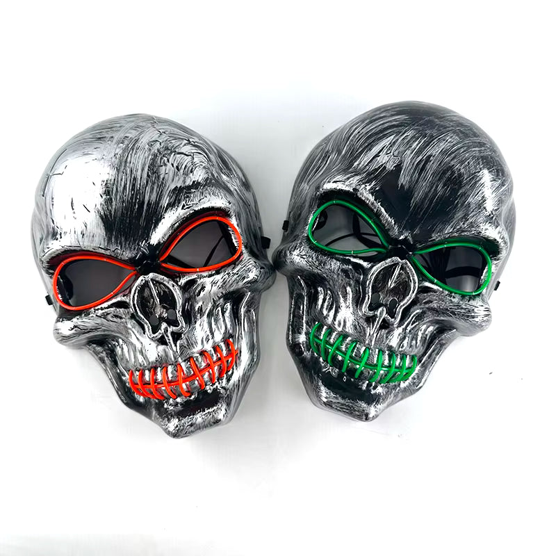 EL Wire Skull Party Mask, 3V Battery Powered