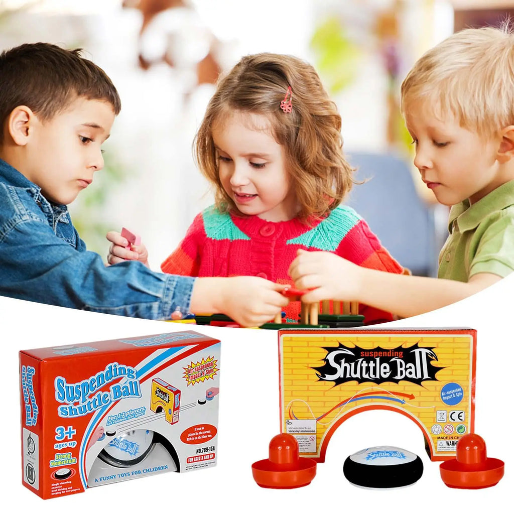 Hockey Hover Puck for Kids Mini Electric Sliding Hockey with 2 Red Hockey Pushers Hockey Board Game Toy for Game Room Home