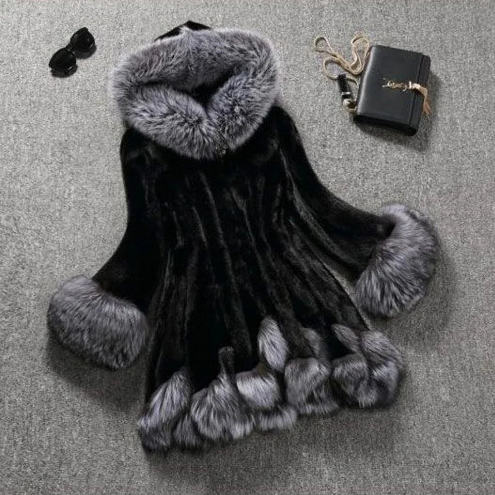 2026 Women Winter Plus Size Thick Furry Faux Fur Coat Female Hooded Long Sleeve Plush Jacket Lady Fake Fur Warm Fluffy Cardigan