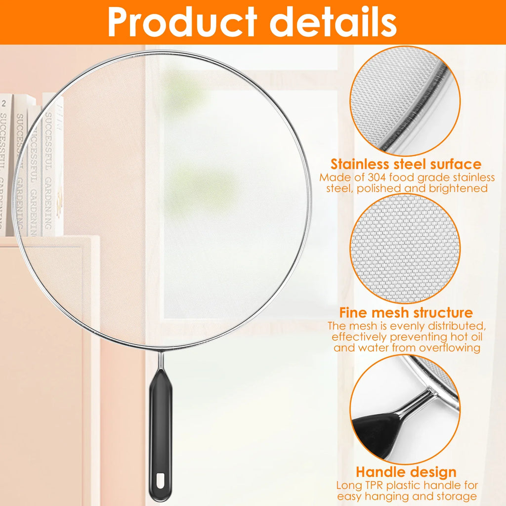 3/4Pcs Cooking Frying Stainless Steel Anti Splatter Guard Oil Net Grease Splatter Screen Pan Mesh Guard Screen Splash Cover Set
