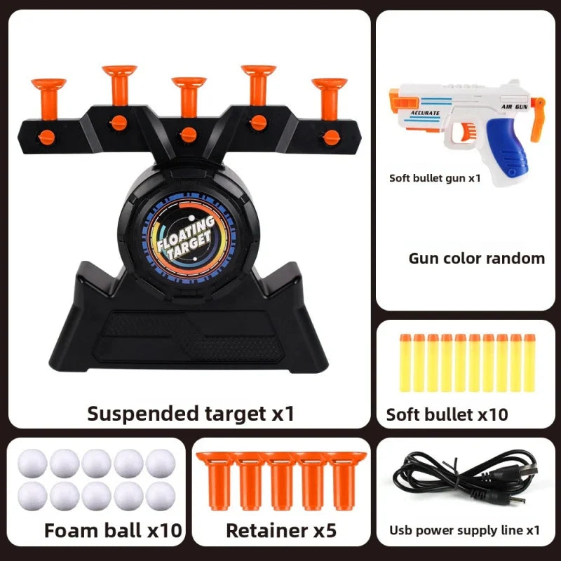 New Electric Floating Ball Shooting Target Toy Set Soft Bullet Pistols Interactive Indoor Outdoor Game Birthday Gift for Kids
