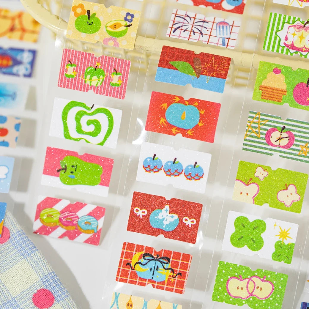 25mm * 2m/roll Apple Fantasy series Kawaii die cut label stickers DIY scrapbook decoration diary Junk Journal aesthetic stickers