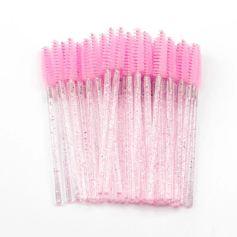 New 5/25/50Pcs Wholesale Crystal Eyelashes Brush Applicator Eyelash Brushes Plastic Mascara Wand Lashes Extension Makeup Beauty