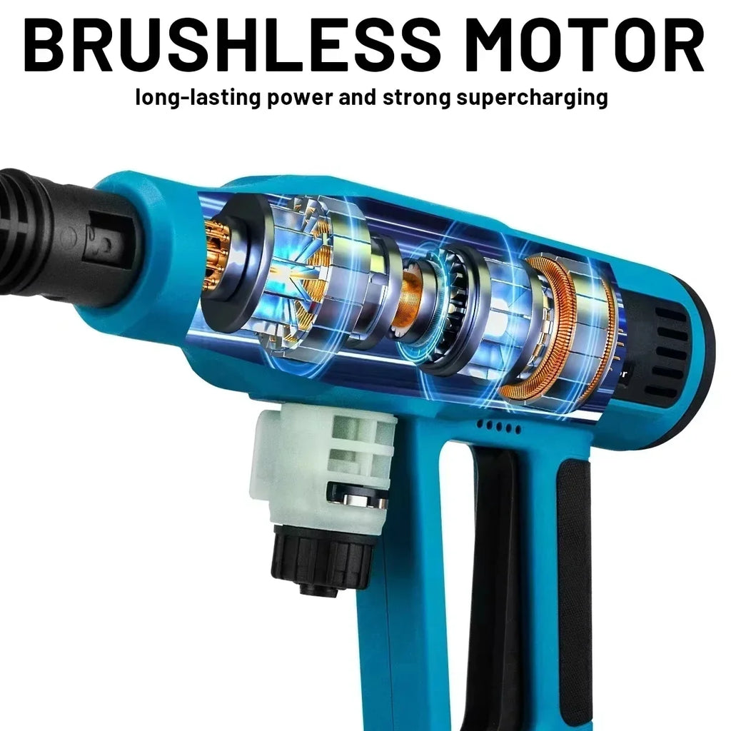Gisam 250Bar Brushless High Pressure Car Washer Gun 4 Gears Electric Garden Washing Water Spray Gun for Makita 18V Battery Pin