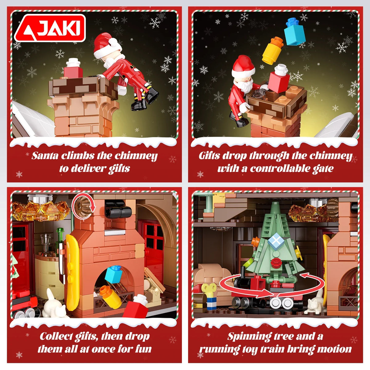 JAKI Christmas Wooden House Model Assembly Toy Home Creative Ornament Building Blocks Set Christmas Gift for Boys and Girls