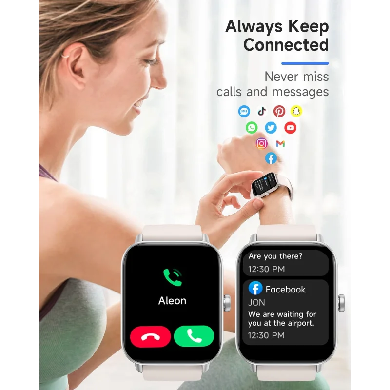 2026 New Smart Watch, 1.8" Fitness Tracker with Heart Rate/Sleep Tracker/Multi Sport Modes/Wireless Call,Suitable for Android & IPhone,Unisex, Ideal As A Gift