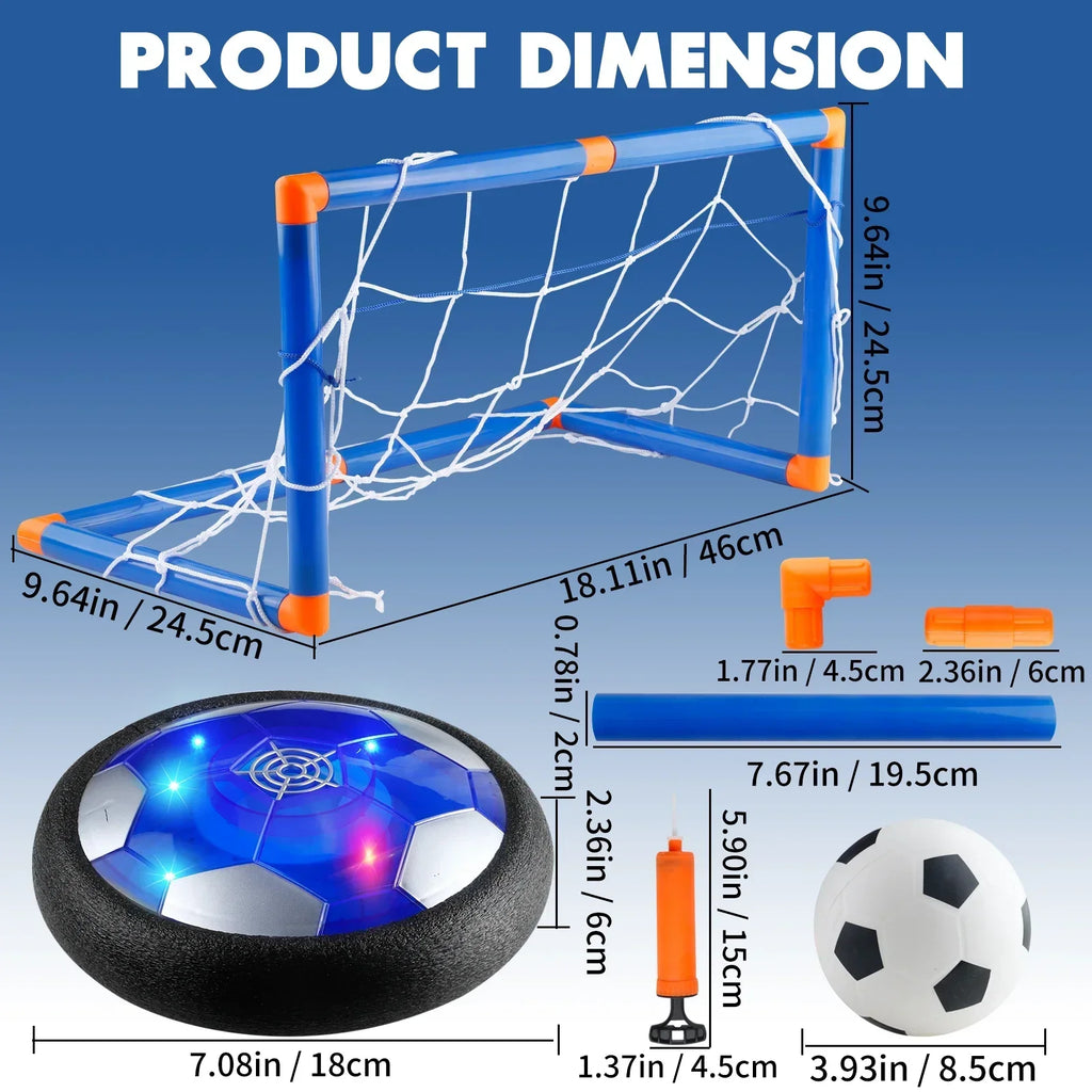MQUDUO Hover Soccer Ball Set with 2 Goal Nets, LED Floating Football Disc for Indoor Mini Match and Family Game