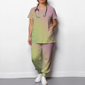 Plus Size Fashion Print Two Piece Set for Women Exercise V-Neck T-shirt Casual Commuting Jogging Pants