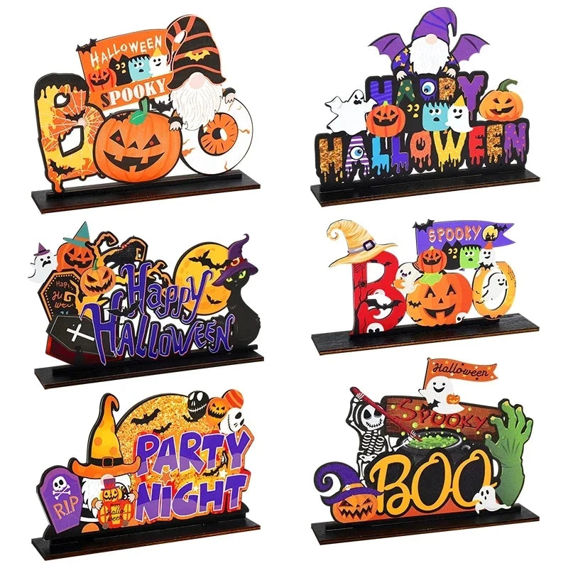 Halloween Wooden Ornament Pendants – Pumpkin, Ghost & Trick or Treat Hanging Signs for Home, Door & Party Decoration – 24 Designs