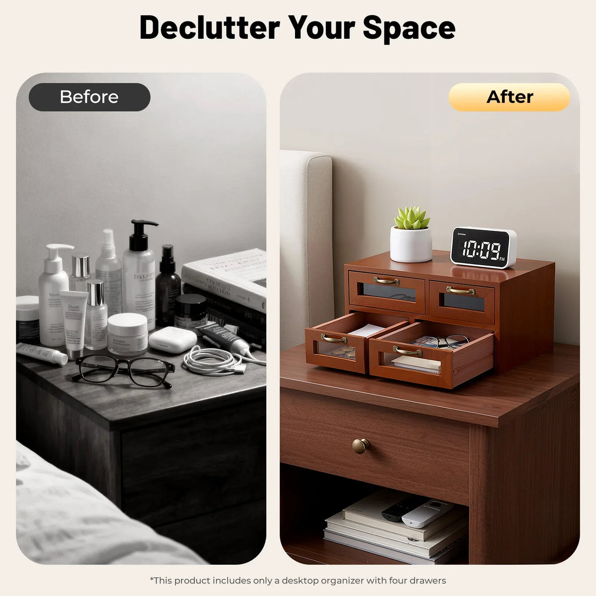 Retro Desk Organizer With Drawers, Wooden Desktop Storage Cabinet, Storage Box For Craftsmen To Organize Sewing Pins, Buttons