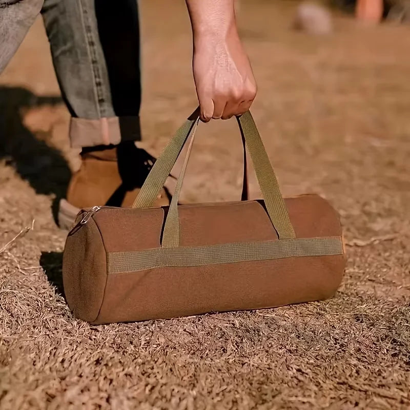 Camping Tools Storage Bag Large Capacity Cylinder Tent Stake Bag Lightweight Tent Peg Ground Nail Holder Bag for Outdoor Camping
