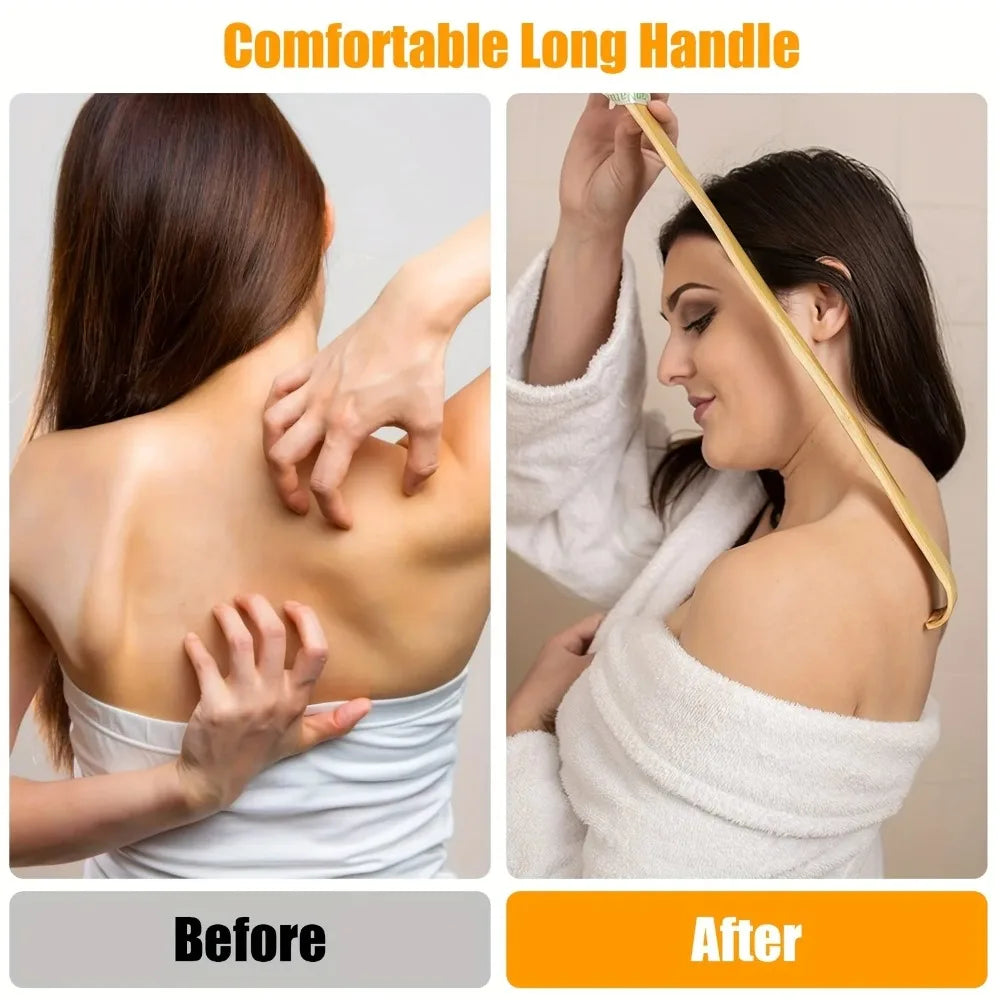 3‑Pack Bamboo Back Scratcher Set, 18.3 Inch Long Handle Natural Back Itch Reliever Relax Massage Tool Unique Gift for Men Women