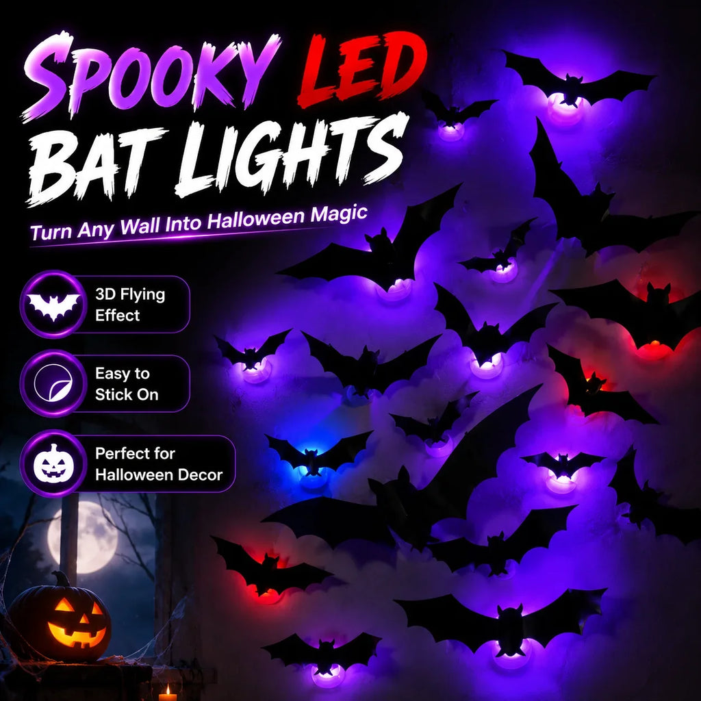 Halloween Bat Wall Light Decorations - 12 to 70 Piece Sets