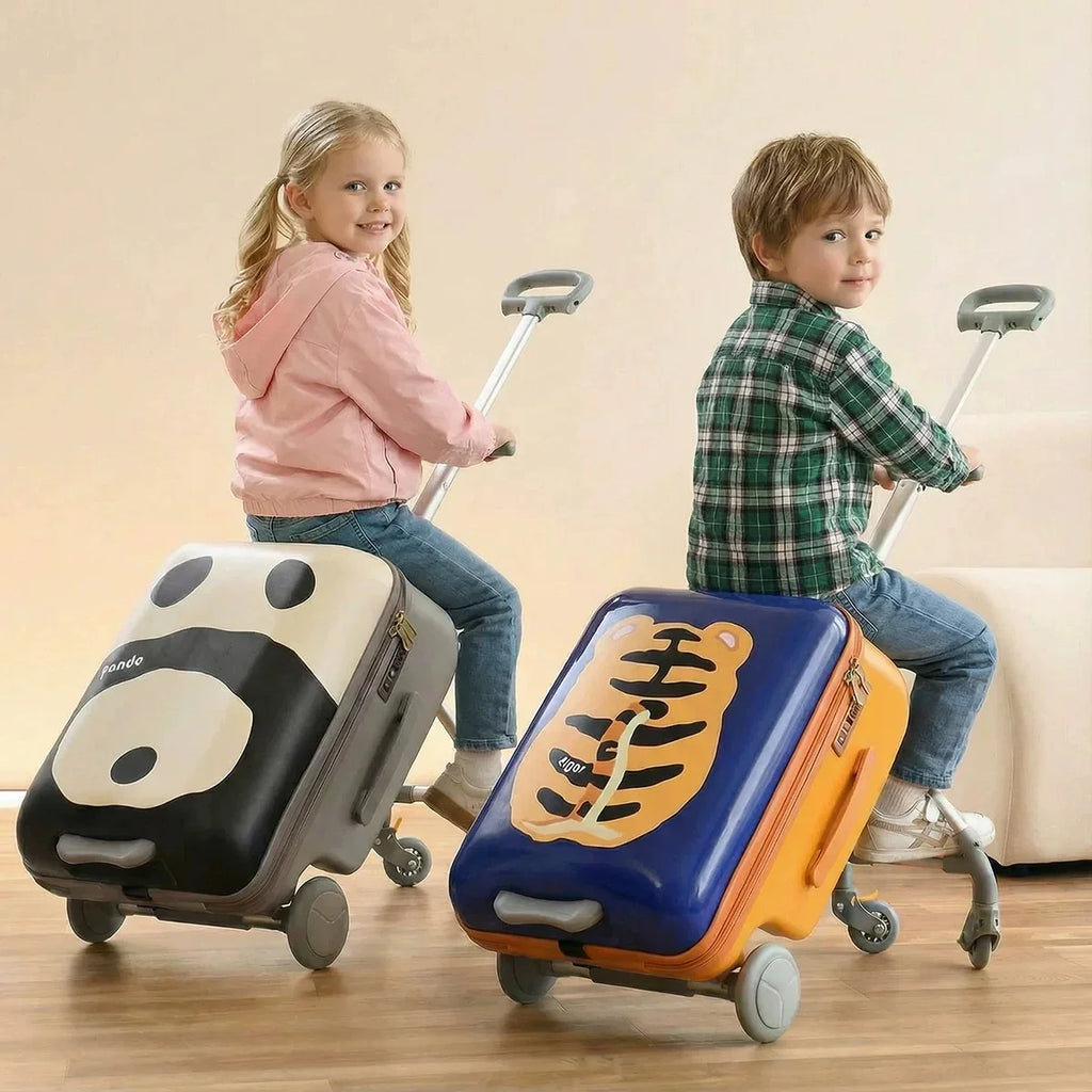 Suitcase Travel Children's Carrier Cart Multi-functional Rideable Rolling Luggage Carry on 20inch Trolley Case Stroller for Trip