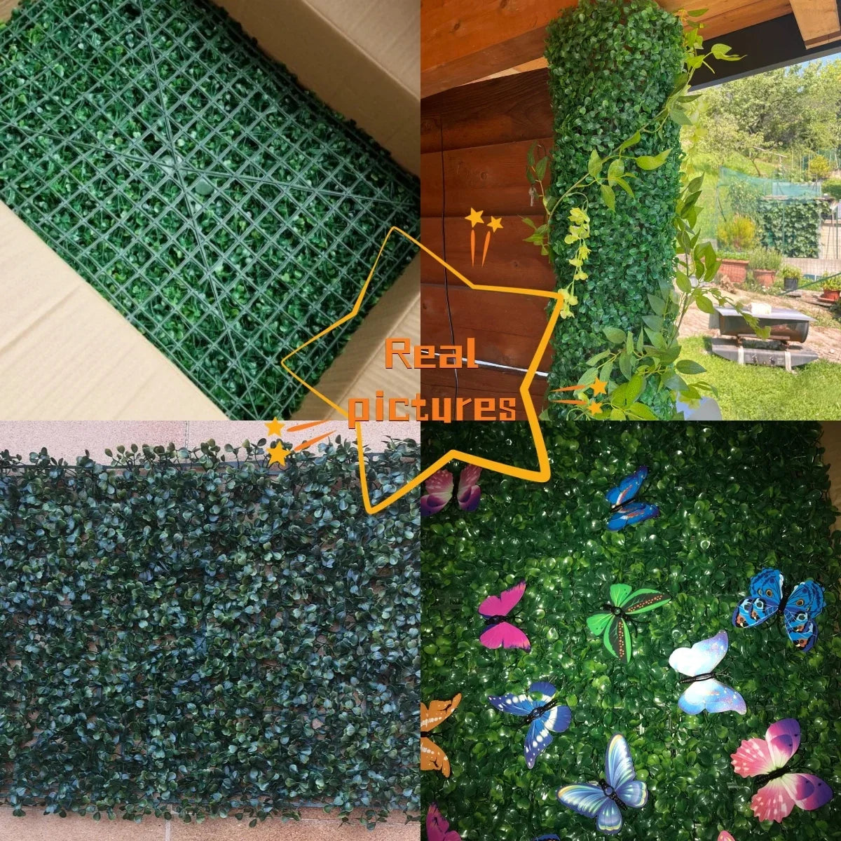12-Piece Artificial Boxwood Hedge Panels, 60 × 40 cm