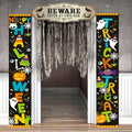 Halloween Trick-or-Treat Banner, Ghosts, Pumpkins and Bats