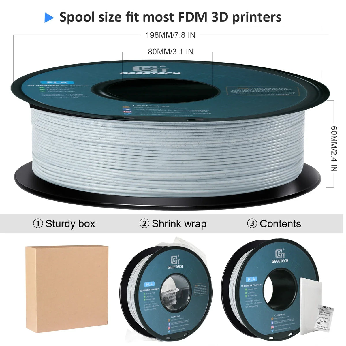 Geeetech Marble-Effect PLA 3D Printer Filament, 1.75 mm