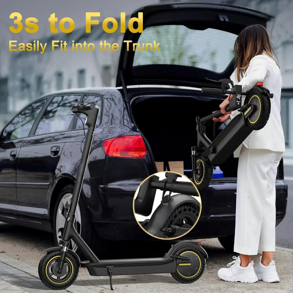 10" Adult Electric Scooter 500W Brushless Motor 22Mph Max Speed 28Miles Max Range Double Suspension & Dual Braking Waterproof Smart App Control for Commuting