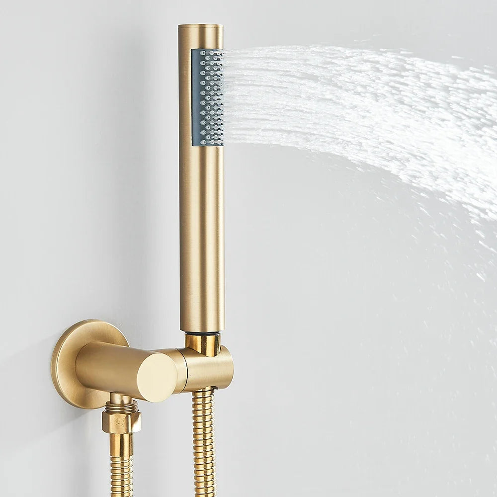 Gold Brushed Shower Faucets Set 2/3 Way Concealed Shower System For Bathroom Rainfall Shower With Tub Spout
