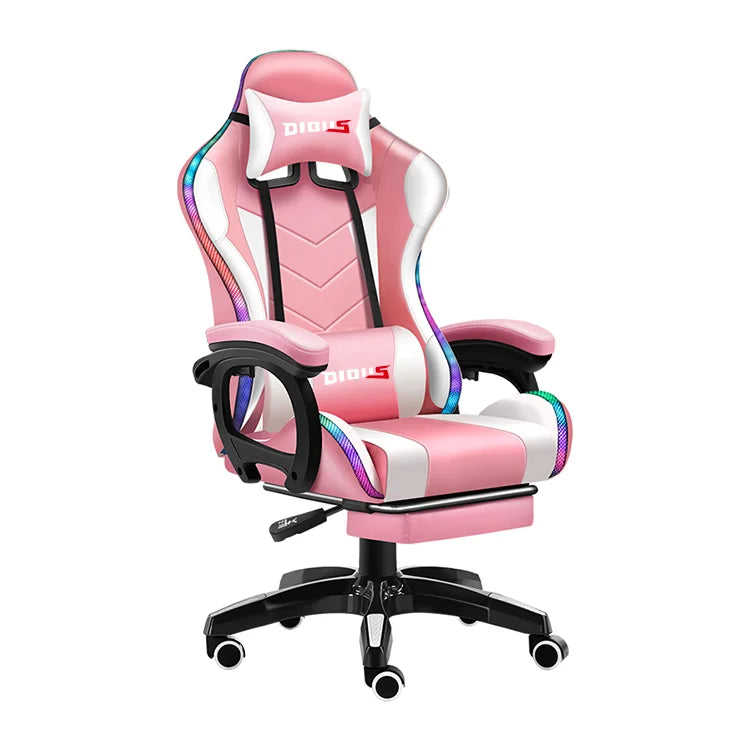 Wholesale Good Price Swivel White Pu Leather Racing Massage Gaming Chair Silla Gamer Rgb Gaming Chair with Lights and Speakers