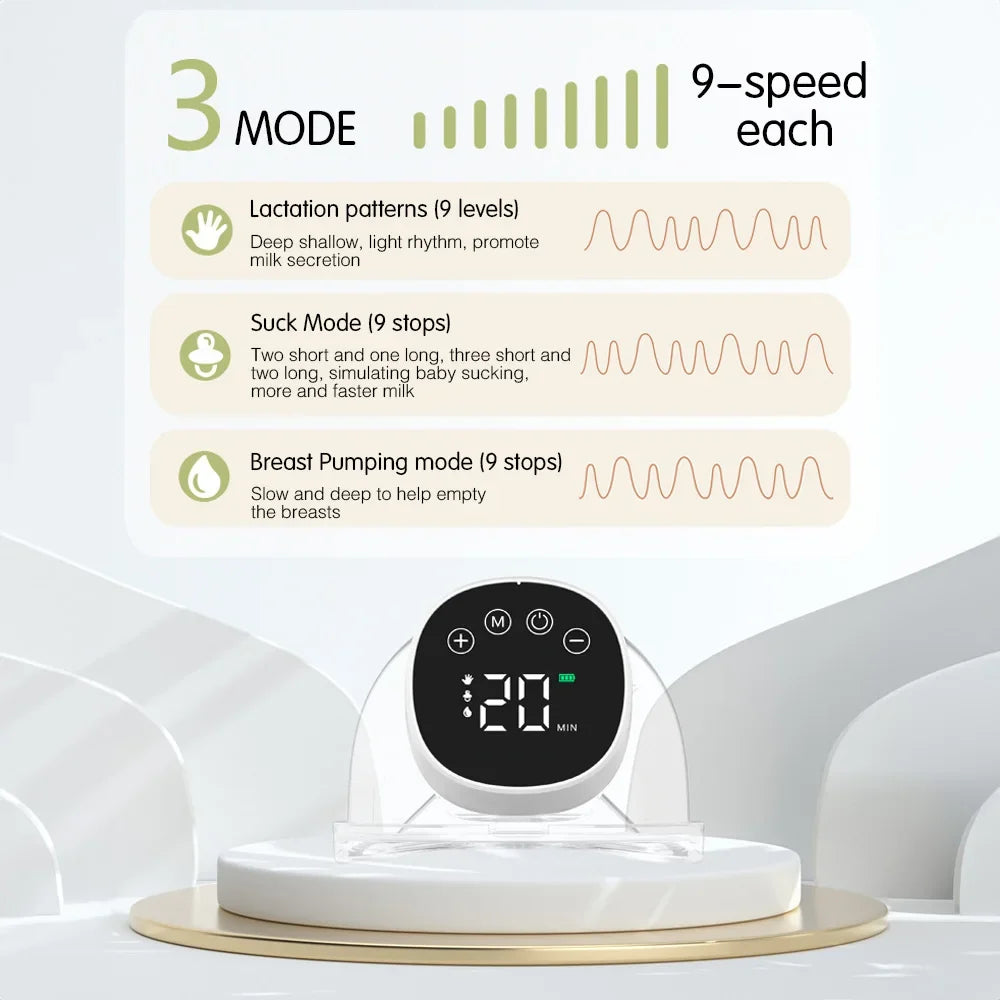 2pcs Wearable Breast Pum Hands Free Electric Breast Pump Silent Invisible Breast Pump 3 Modes 9 Levels of Suction 180ML Capacity