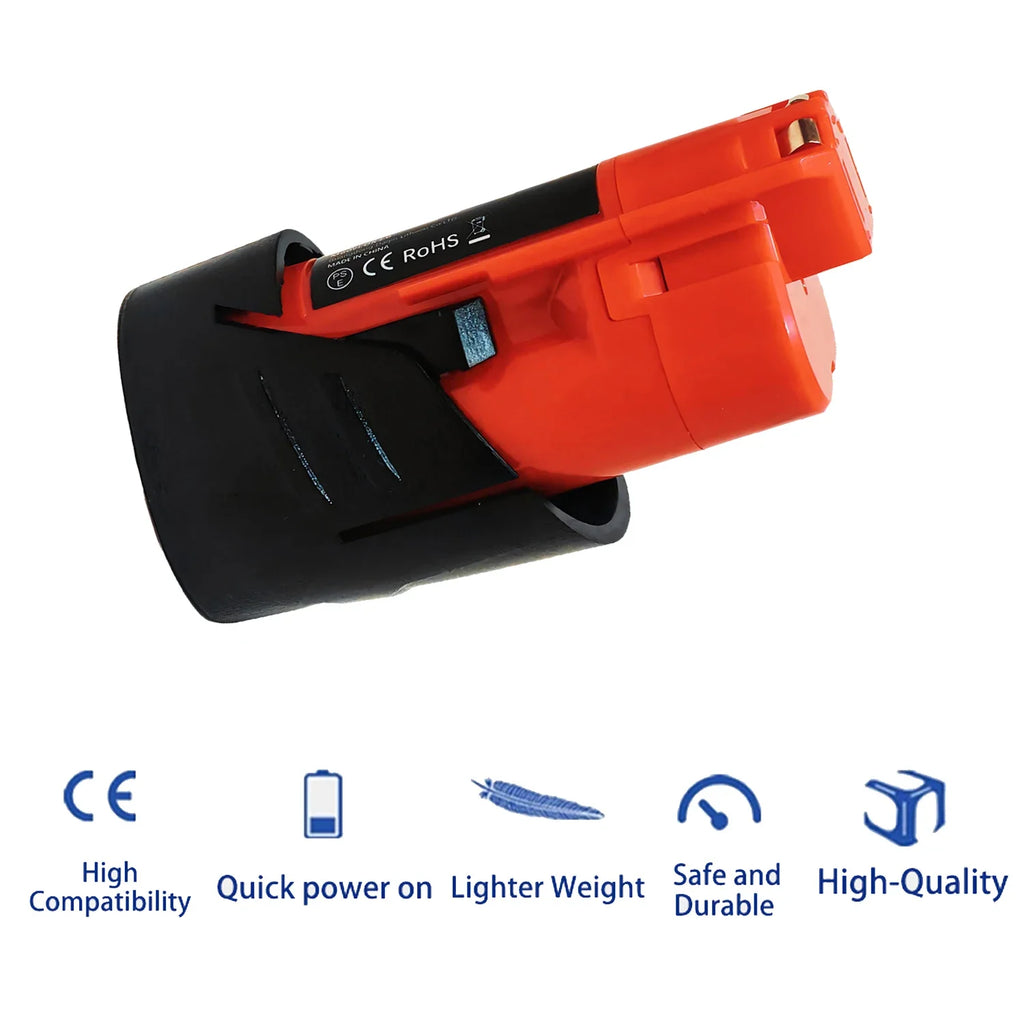12V 3.0Ah Compatible Replacement Battery for Milwaukee M12, 2-8 Pack