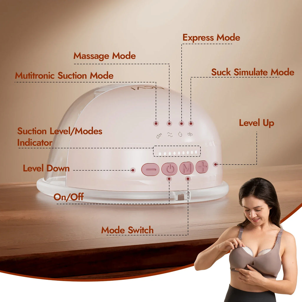 NCVI 2Pcs Pink Wearable Breast Pump Hands-Free 4 Modes 9 Levels Adjustable Suction LCD Display Low Noise 180min Battery 19-24mm Flanges BPA-Free Leakproof