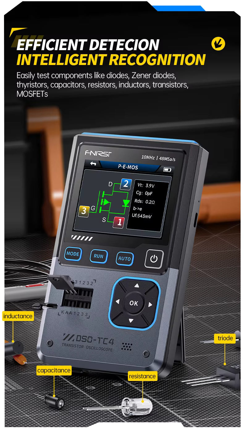 FNIRSI DSO-TC4 3-in-1 Portable Oscilloscope, Signal Generator and Component Tester