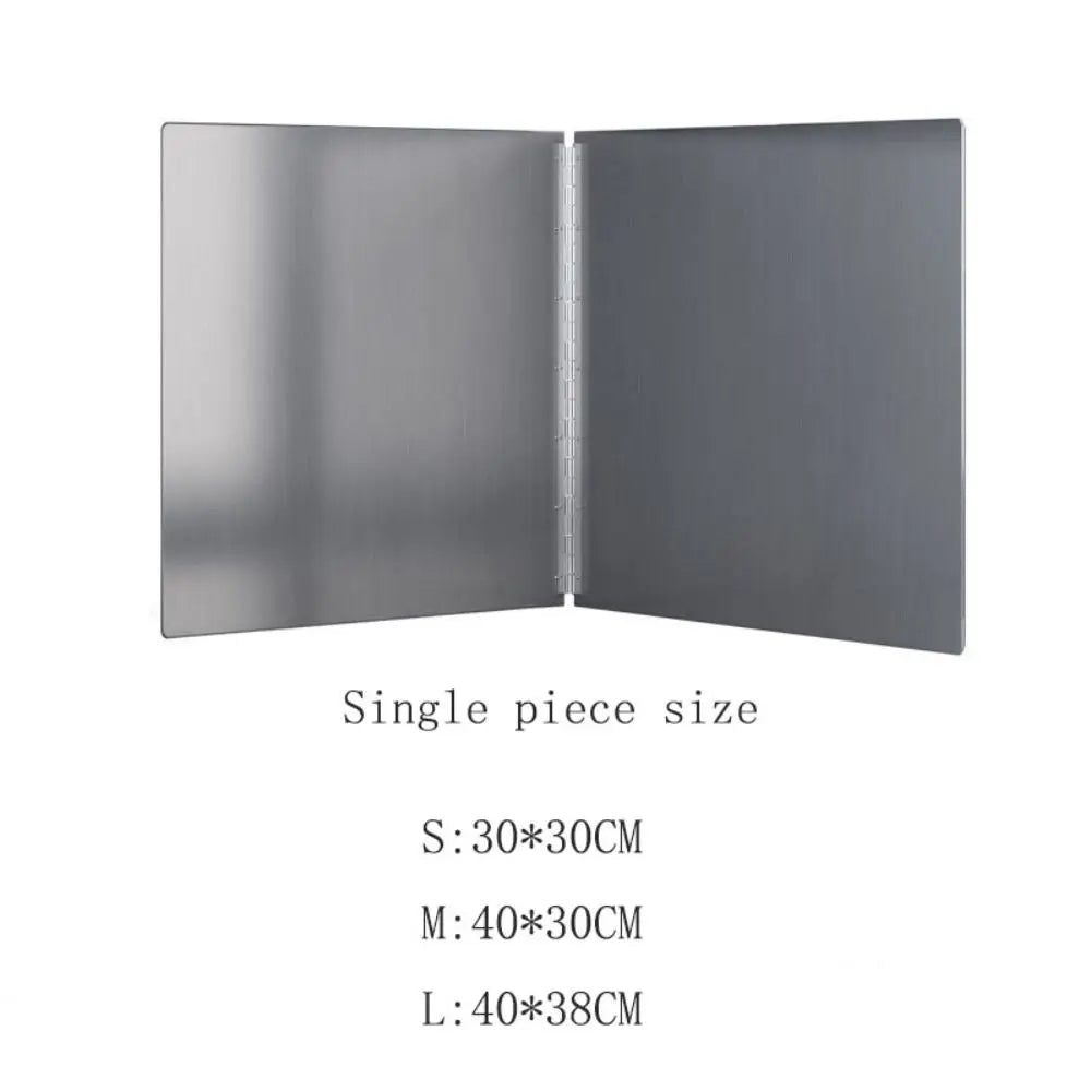 Stainless Steel Oil Splatter Guard Windproof Foldable Anti Splatter Shield 2 Sheet Silver Splash Proof Baffle Gas Stove
