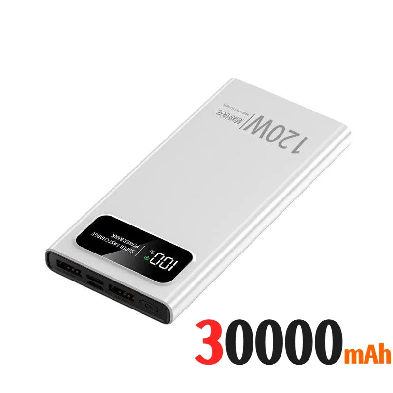 Lenovo 500000mAh Power Bank 120W High Capacity Digital Display Super Fast Charging Powerbank For iPhone Huawei Samsung 2026 New