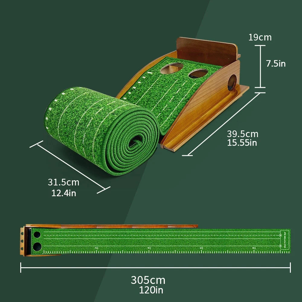 120in Putting Training Foldable Golf Putting Mat With Auto Ball Return Indoor Outdoor Professional Practice Aid For Home Office