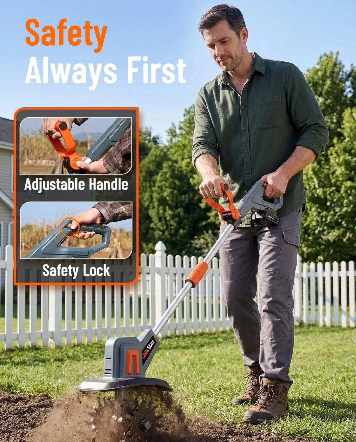 TaskStar Cordless Garden Tiller with 48 Steel Tines