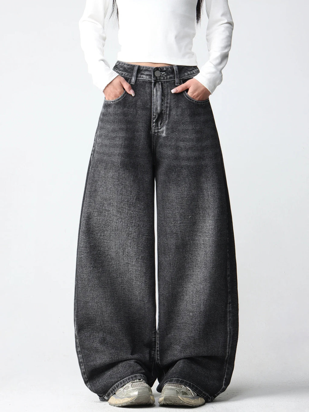1 Pc American Retro Creative Wing Embroidered Women's High-Waisted Jeans, Fashionable And Versatile Slimming Wide-Leg Trousers