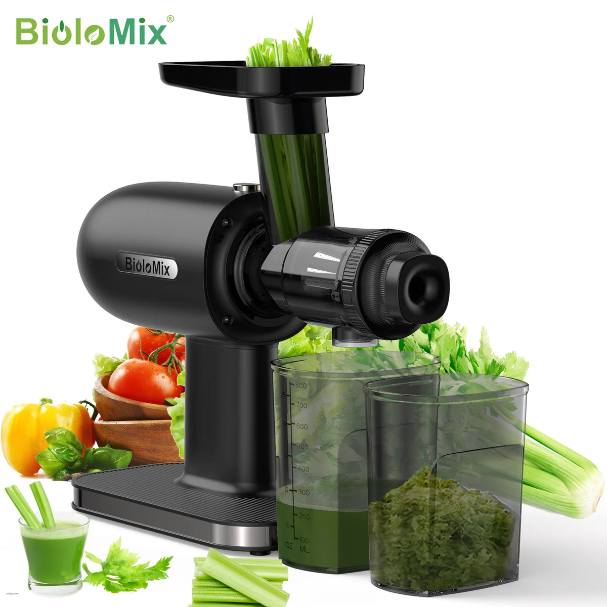 BioloMix SJ-012 Slow Masticating Juicer with Reverse Function, 800 mL