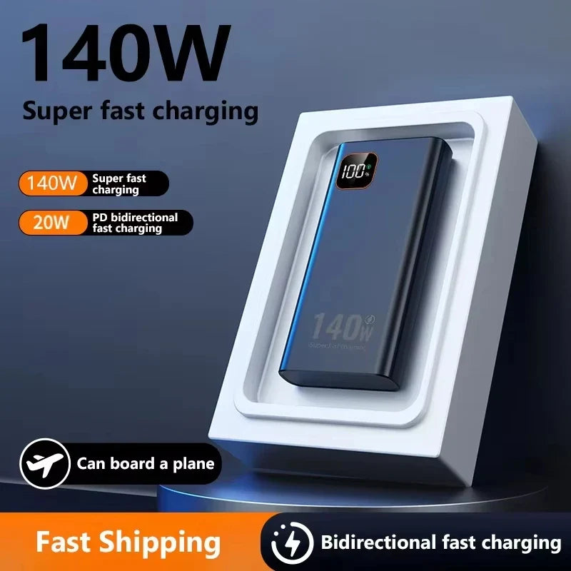 Lenovo 200000mAh 140W Super Fast Charging Power Bank Ultra Capacity Portable Charger New Arrival for iPhone Samsung