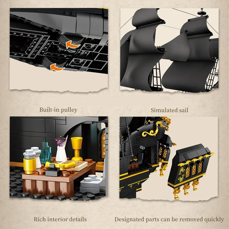 2076-Piece Pirate Ship Building Block Model