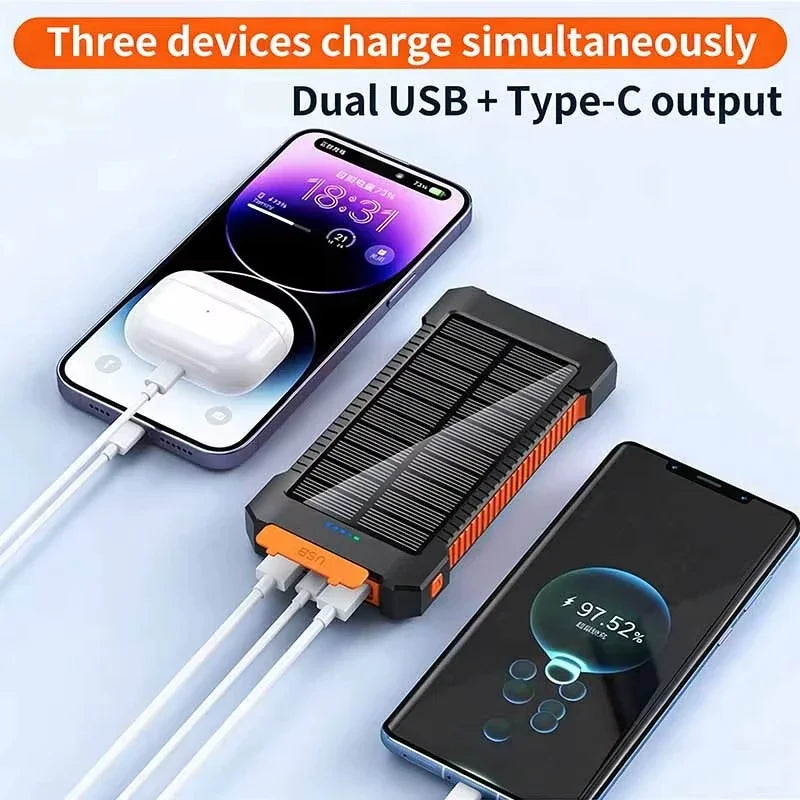 Lenovo CCC 500000mAh Large Capacity Solar Power Bank Super Fast Charging Portable External Battery For iPhone Outdoor Emergency