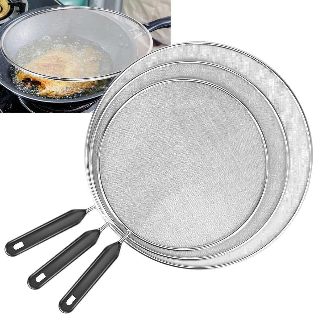 3/4Pcs Cooking Frying Stainless Steel Anti Splatter Guard Oil Net Grease Splatter Screen Pan Mesh Guard Screen Splash Cover Set