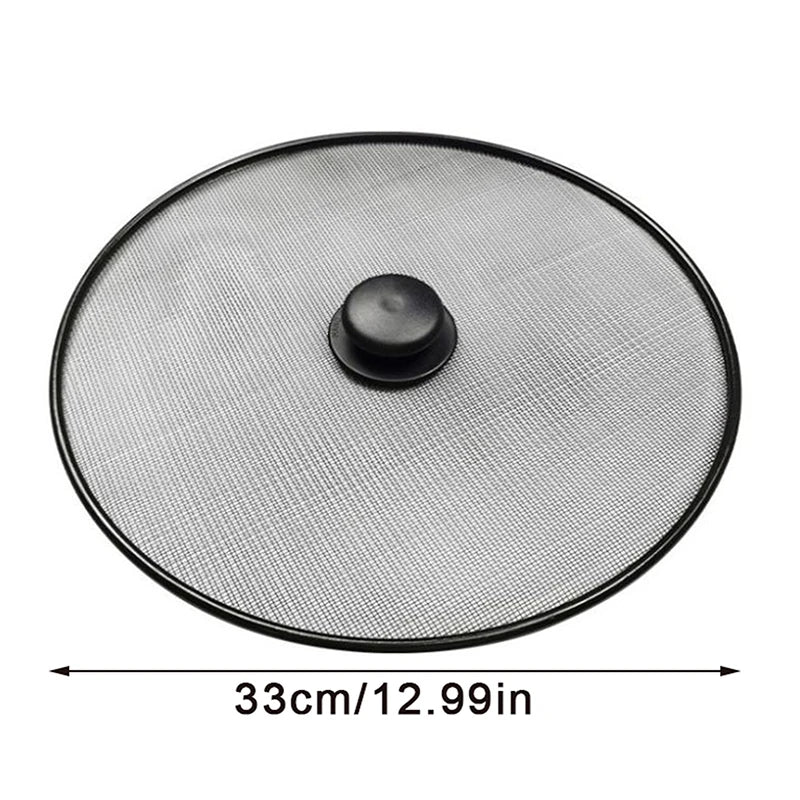 1 Pc Black Splatter Screen Anti Grease Frying Pan Oil Splash Guard Lid Fine Mesh Splash Guard Cover Lid Kitchen Tools