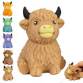 Highland Cow Squishy Toy Slow Rising Stress Relief Fidget Ball Cute Stuffed Animal Squeeze Toy for Kids Adults Birthday Gift