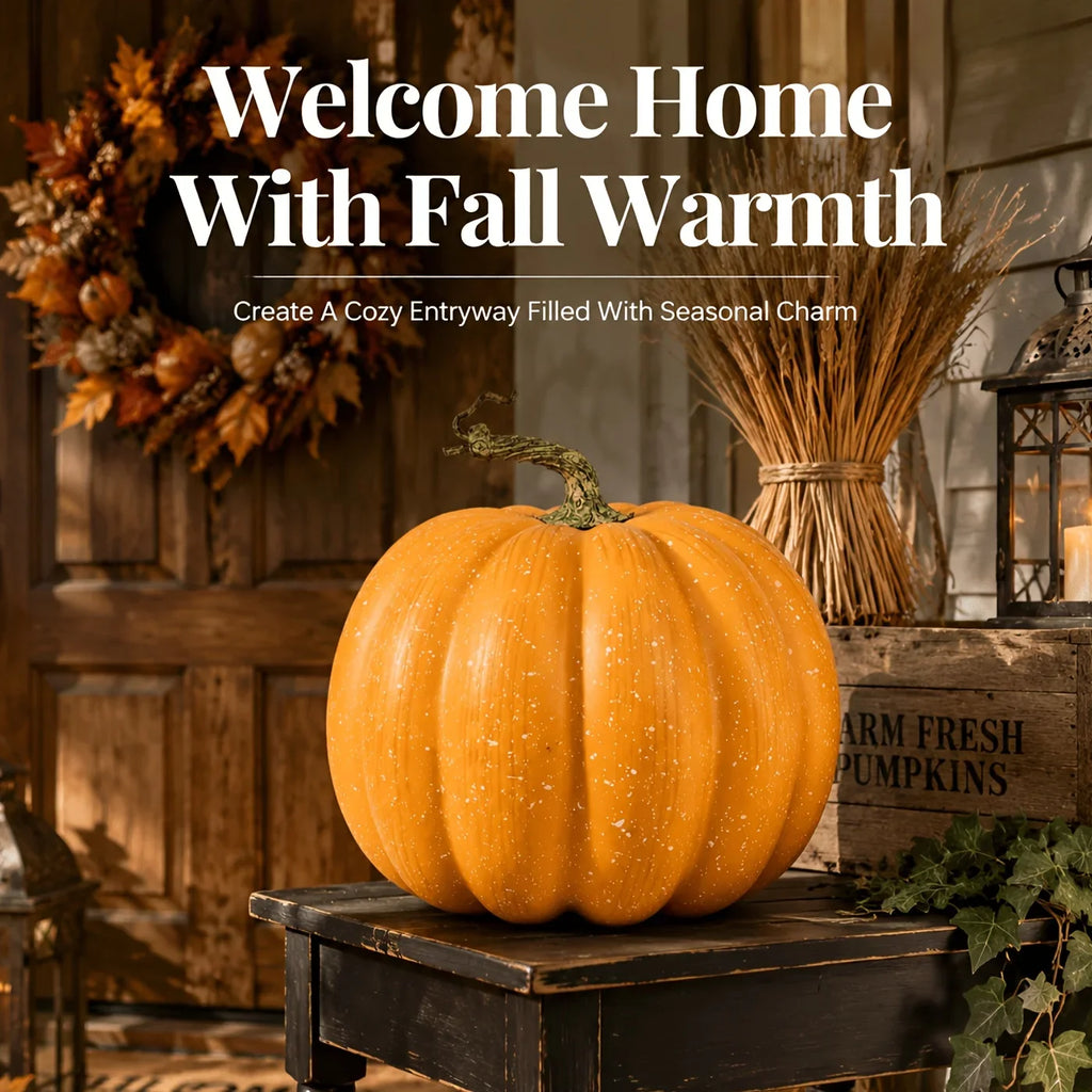 Autumn Pumpkin Decoration with Retro Stem Detail, 1 Piece