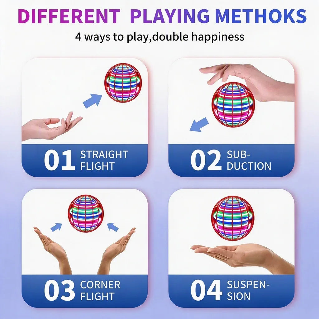 Sensing Magic Flying Ball Automatic 360 Rotation LED Luminous Toys Floating Spinner Outdoor Party Game Holiday Gift Teens Adults