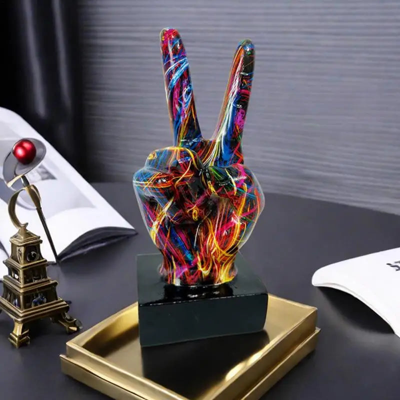 Graffiti Hand Gesture Resin Statue