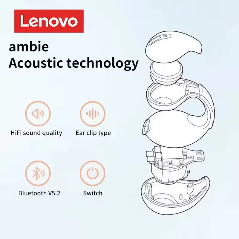 Lenovo Original T75 Sound Quality Wireless Headphones Bone Conduction Sports Bluetooth Earphones 9D HiFi Sound Touch Control