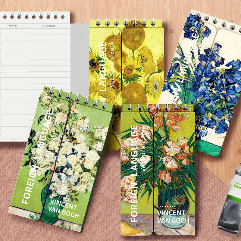 Portable Mini Notebook Japanese Famous Painting Pocket Spiral Notebook Languages Learning Word Book for School Stationery